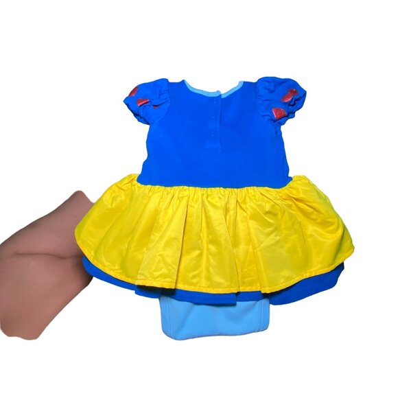 Snow White Princess Dress 18-24M Blue Yellow With Red Bow Bodysuit Halloween - Picture 2 of 3